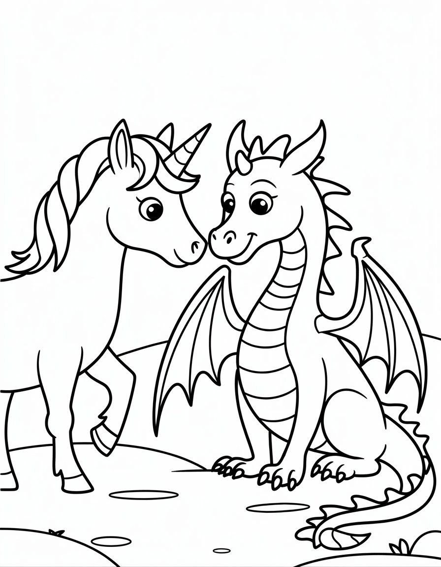 Unicorn and Dragon Friendship